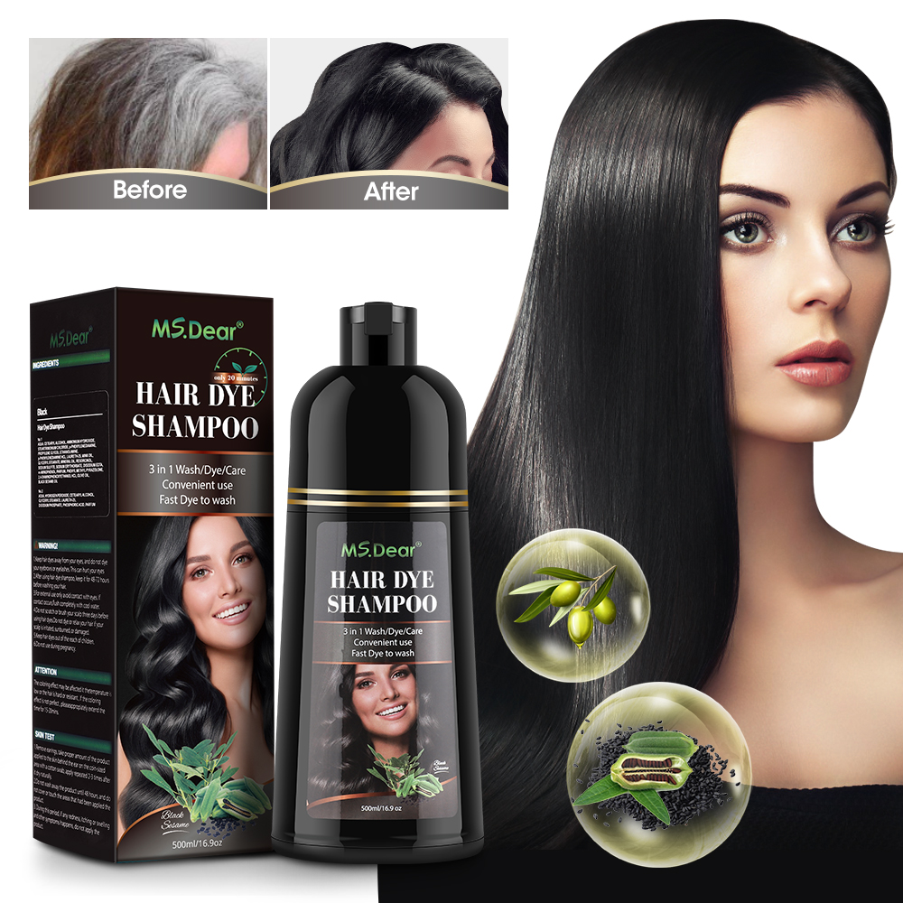 Hair Care Ginseng - 500ml Instant Black Dye Shampoo Black