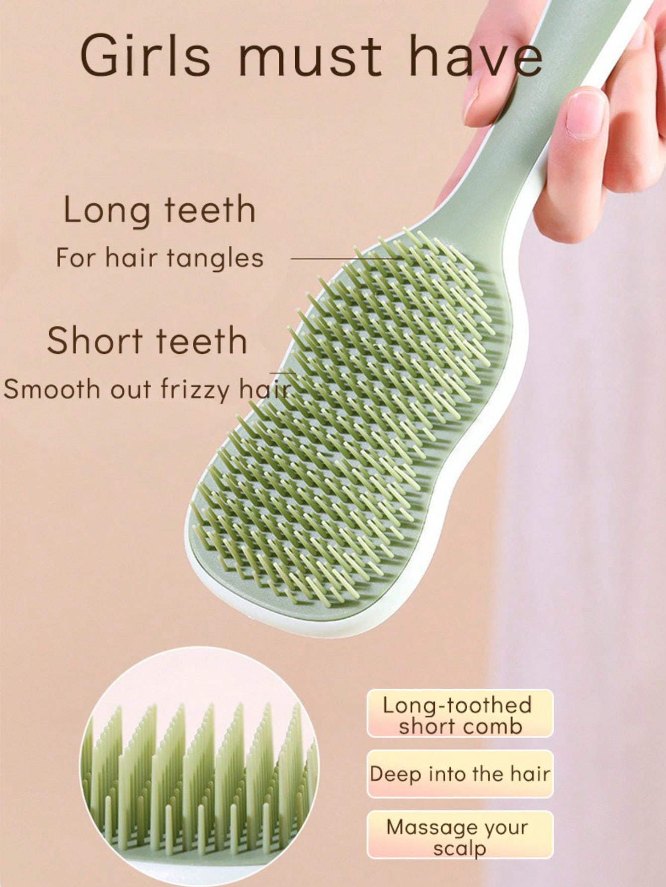 1pc Natural Smooth Hair Brush, - Hair Care Or Haircare avaliação e preço