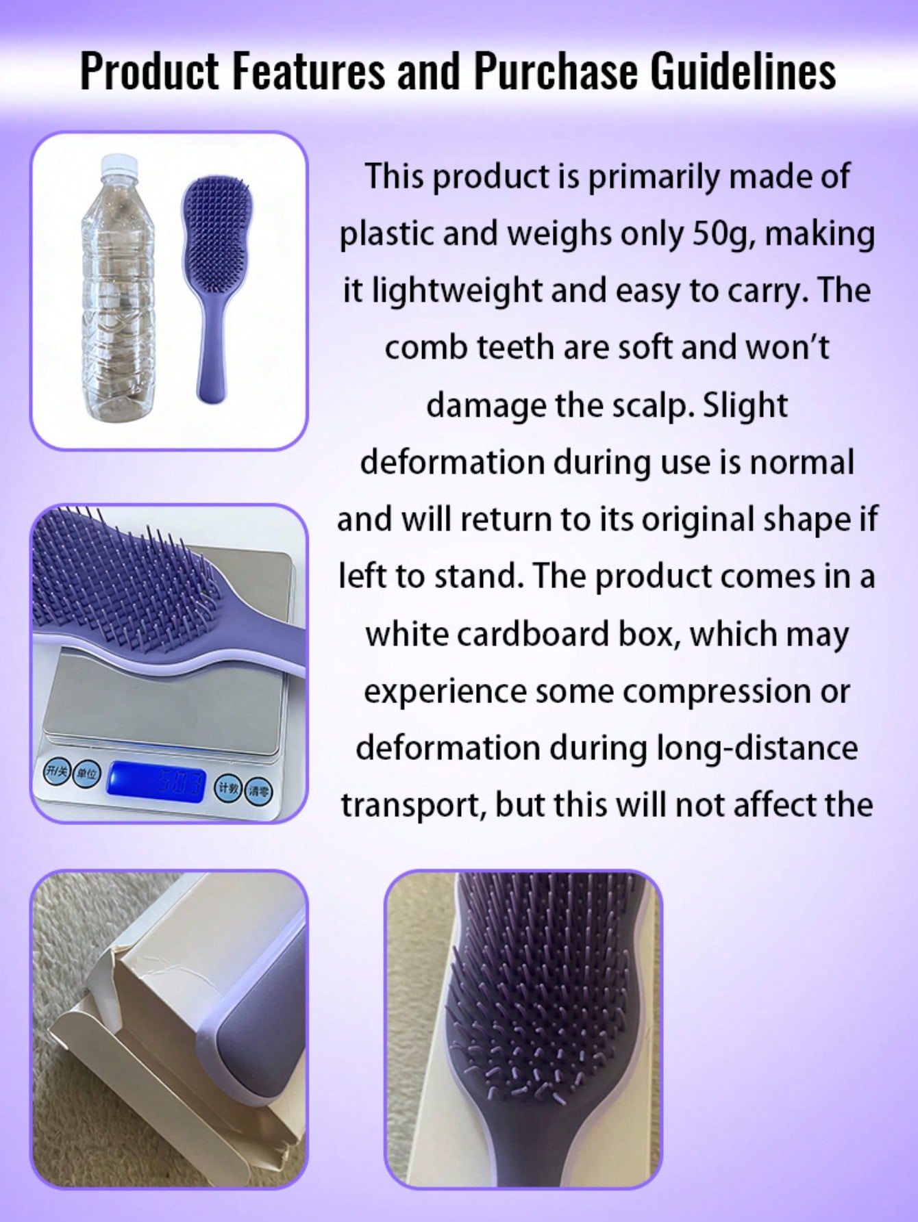 1pc Natural Smooth Hair Brush, - Hair Care Or Haircare avaliação e preço