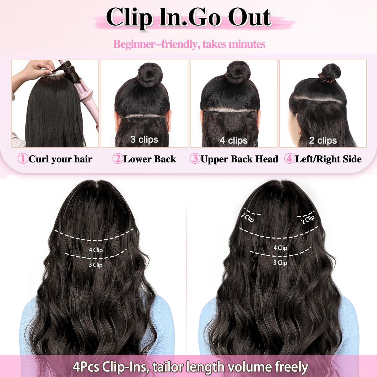 Clip in Long Wavy Hair Extensi - Hair Care Women avaliação e preço