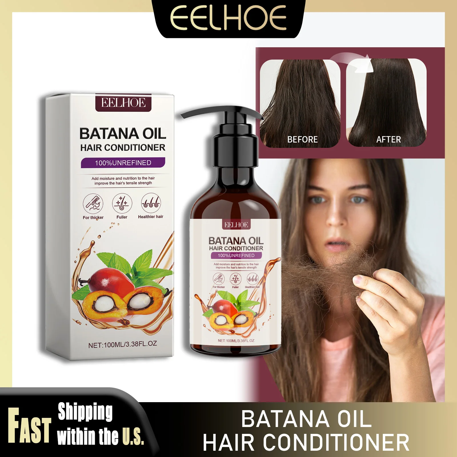 EELHOE 100ml Batana Oil Condit - Split End Repair Serum avaliação e preço