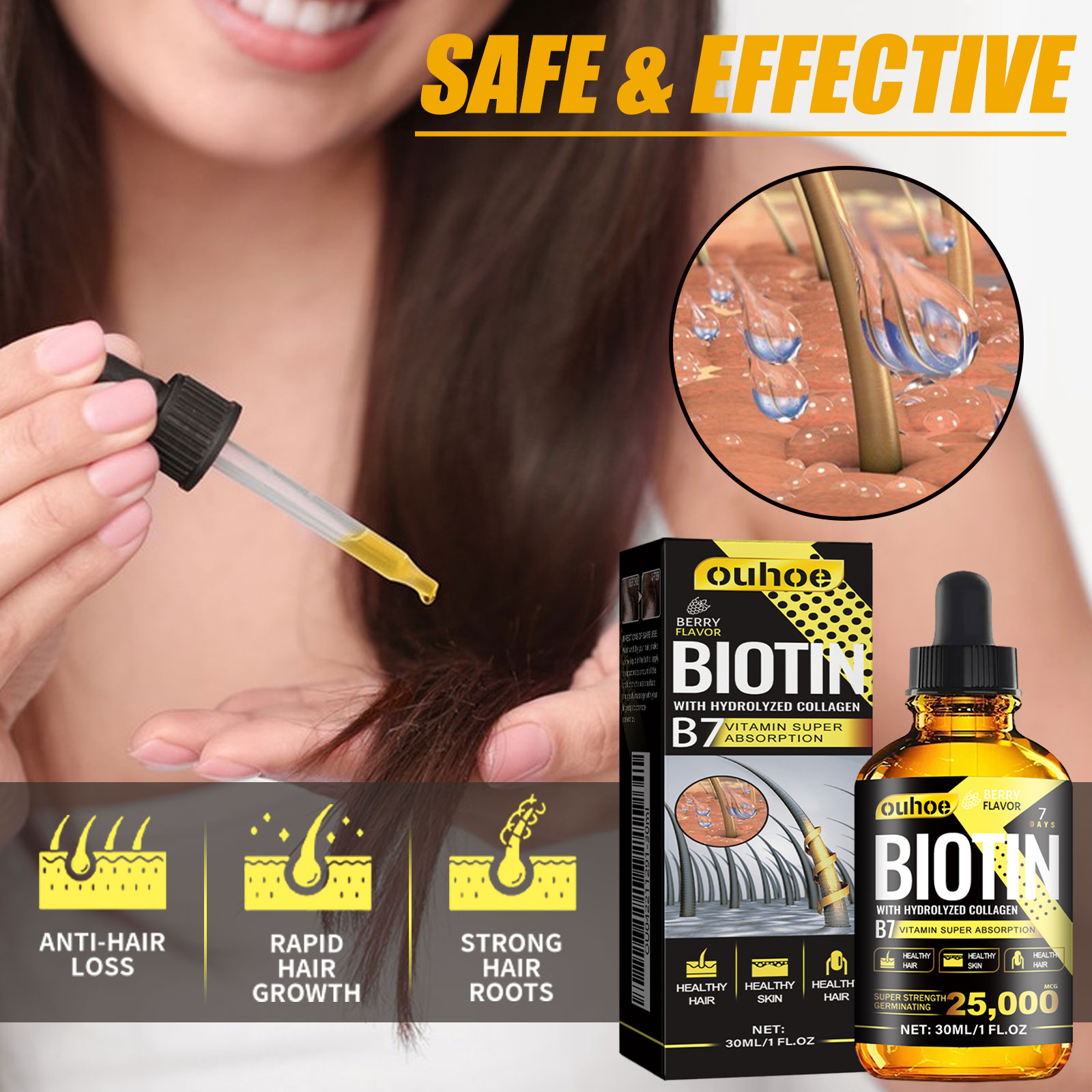 Biotin Hair Oil Collagen Scalp - Hair Care Ginseng avaliação e preço