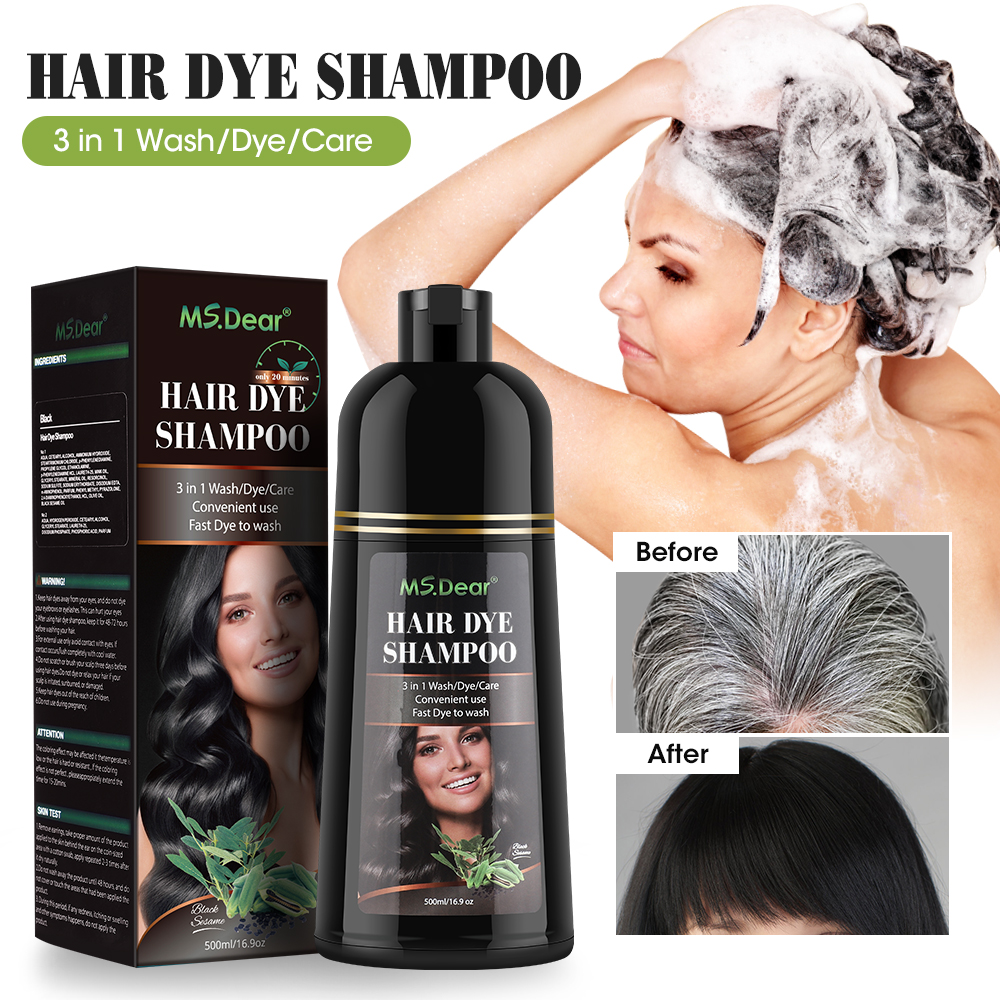 500ml Instant Black Dye Shampo - Hair Care Ginseng avaliação e preço