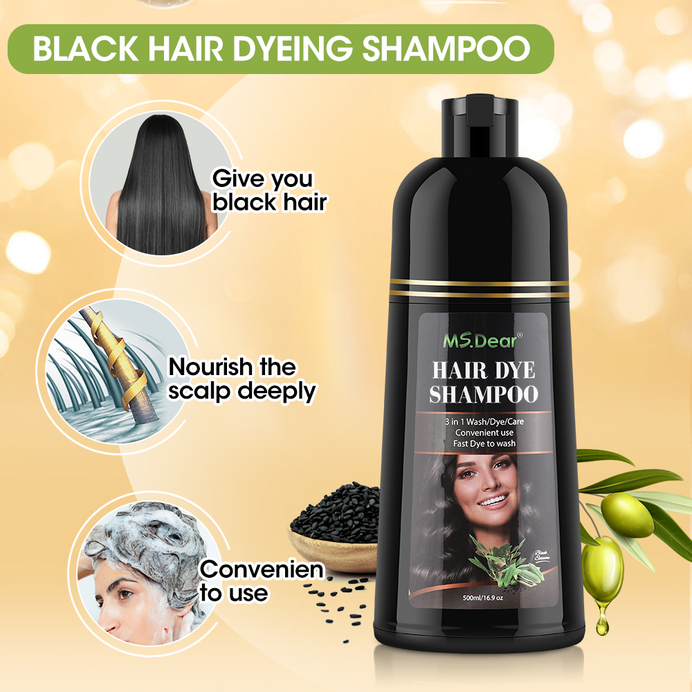 500ml Instant Black Dye Shampo - Hair Care Ginseng avaliação e preço