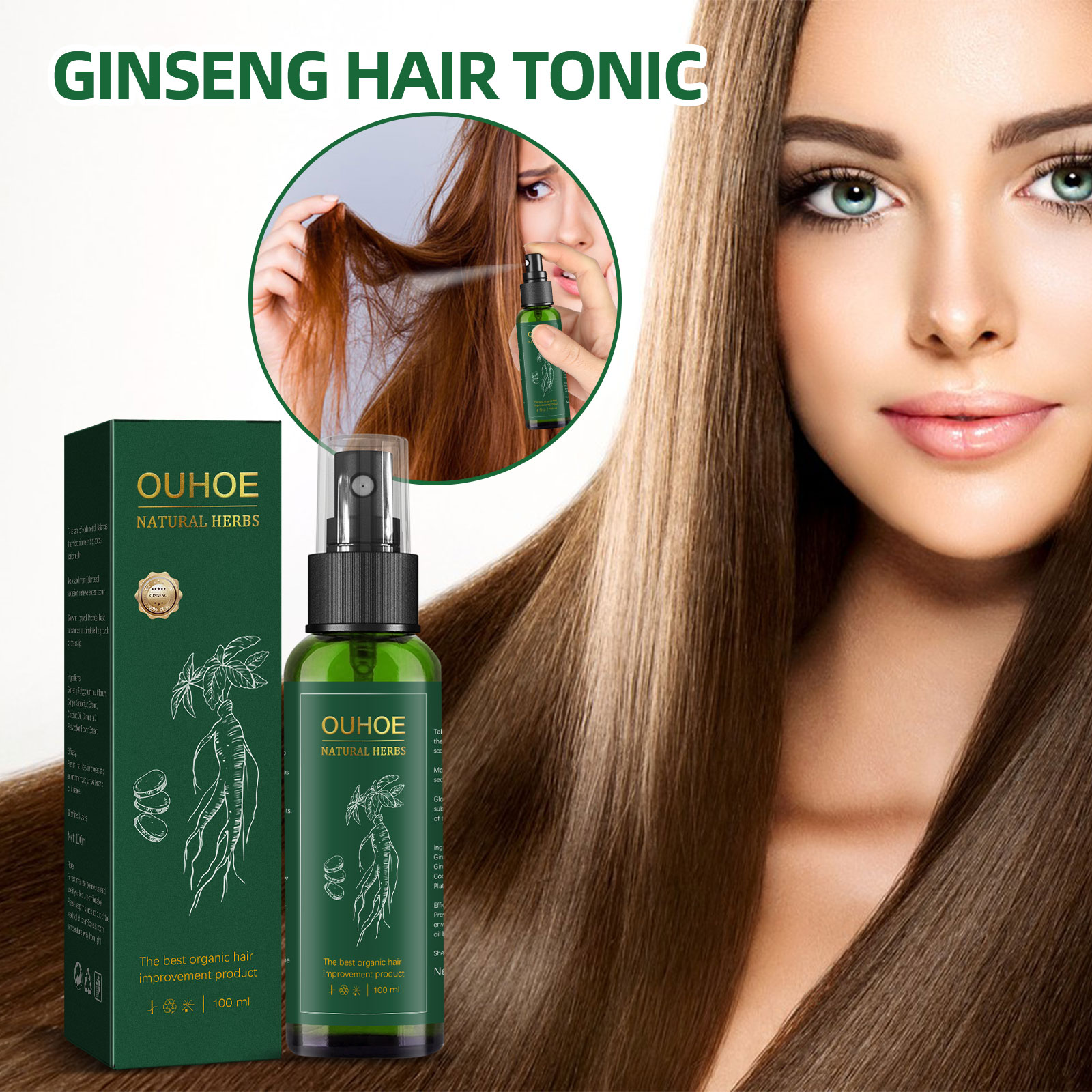Natural Herbal Ginseng Hair Ca - Hair Care Ginseng avaliação e preço