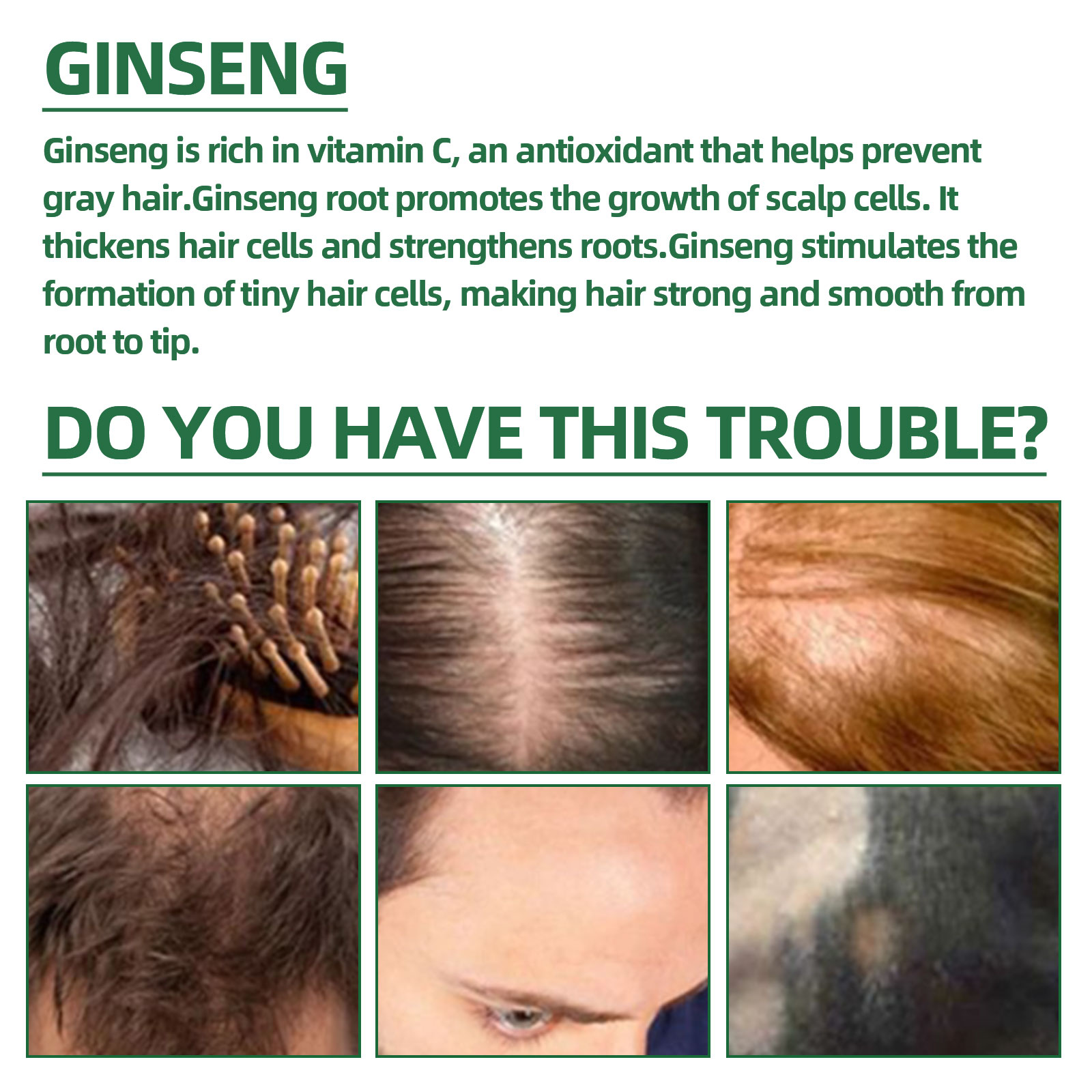 Natural Herbal Ginseng Hair Ca - Hair Care Ginseng avaliação e preço