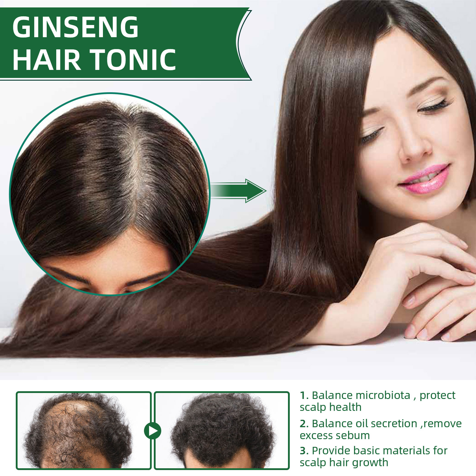 Natural Herbal Ginseng Hair Ca - Hair Care Ginseng avaliação e preço