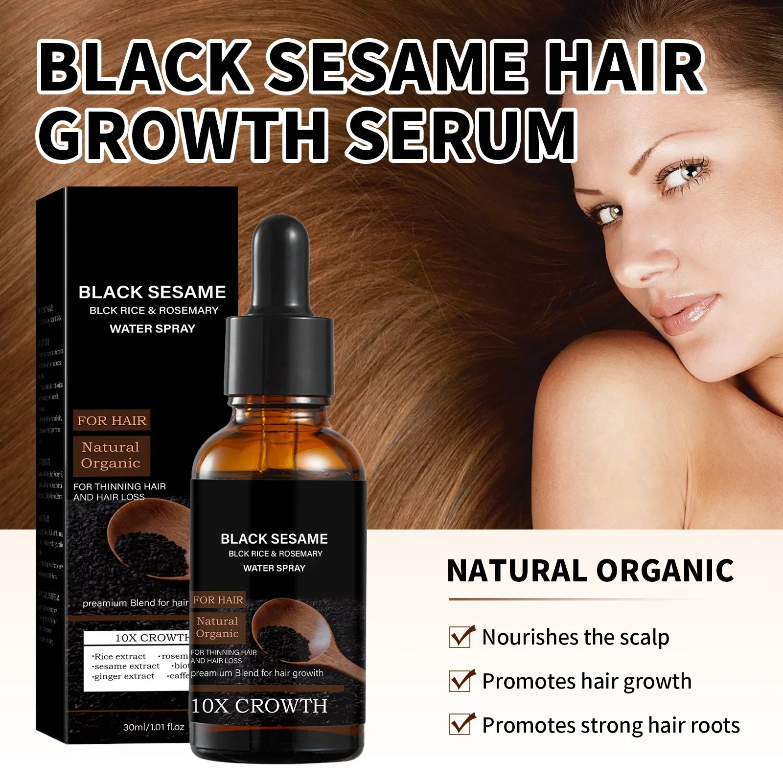 Black Sesame Hair Growth Serum - Caffeine Hair Serum avaliação e preço